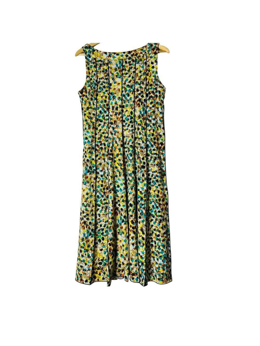 ILE New York Multicolor Floral Sleeveless Dress Size 14 Pleated A‑Line Stretch